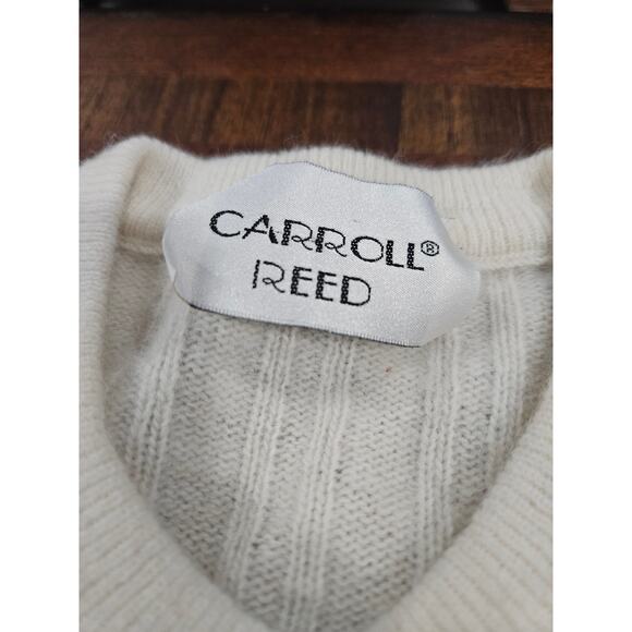 Vintage Carroll Reed Angora Lambs Wool Cream Cardigan Sweater Size M - Picture 2 of 8